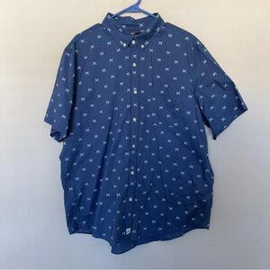 Vineyard Vines Slim Fit Murray Short Sleeve Button XL Blue White Fish Crossbones
